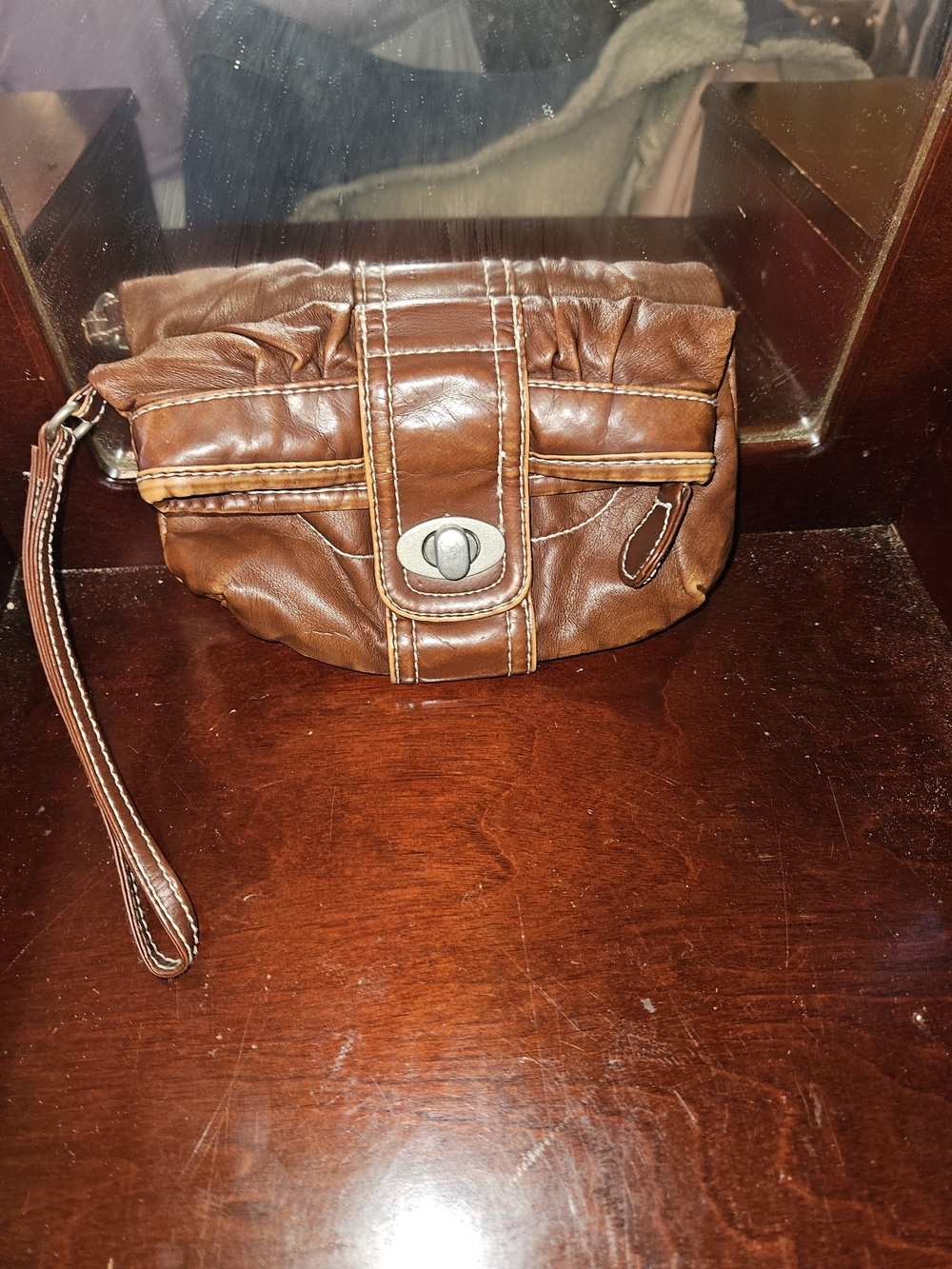Ginuine Brown Leather Wristlet Clutch - Classic Women’s Bag